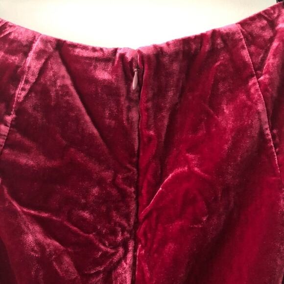 Anthropologie Connie Velvet Mini Skirt Raspberry Red Cherry Red NEW - Picture 3 of 7